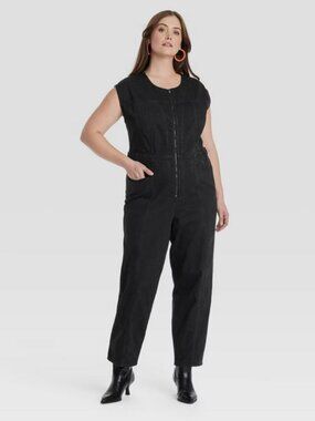 Women's Tailored Denim Jumpsuit - Universal Thread Black 17